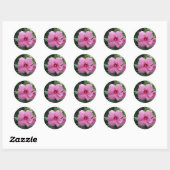 Roze Hibiscus Ronde Sticker (Vel)