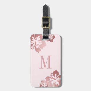Roze Hibiscus Roos Gouden Bagage ID Bagagelabel