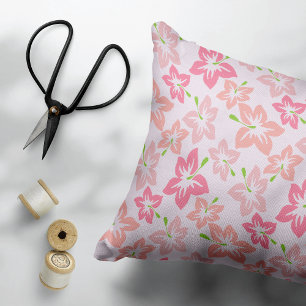 Roze hibiscus, roze bloemen, patroon van bloemen accent kussen
