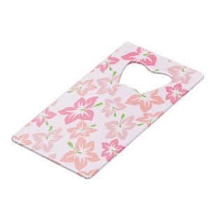Roze hibiscus, roze bloemen, patroon van bloemen kredietkaart flessenopener