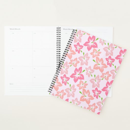 Roze hibiscus, roze bloemen, patroon van bloemen planner (Display)