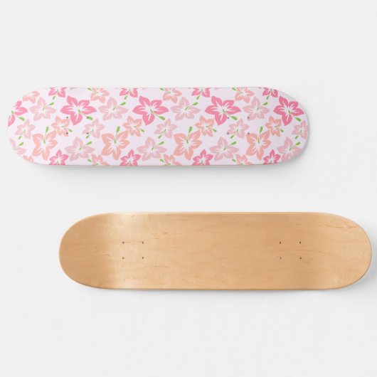 Roze hibiscus, roze bloemen, patroon van bloemen skateboard (Horizontaal)