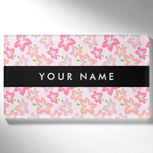 Roze Hibiscus, Roze Bloemen, Uw Naam Naambadge