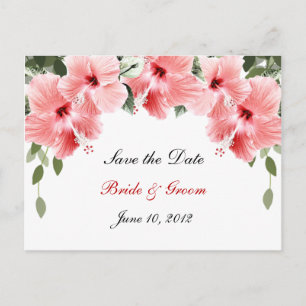 Roze Hibiscus Save the Date Briefkaart