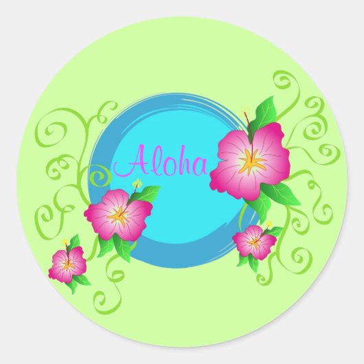 Roze hibiscus - Sticker (Voorkant)