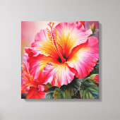 roze Hibiscus Stretched Canvas Print (Voorkant)
