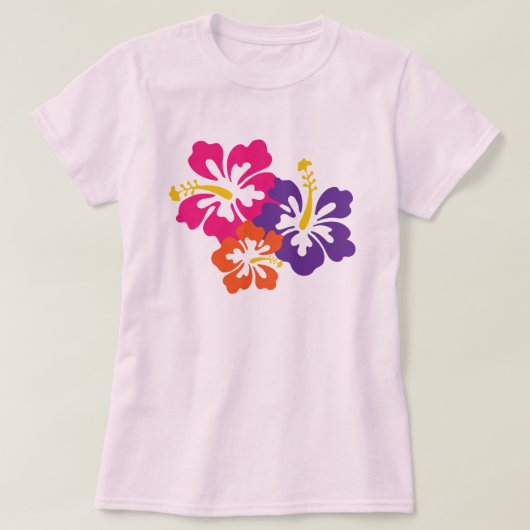 Roze Hibiscus T-shirt (Design voorkant)