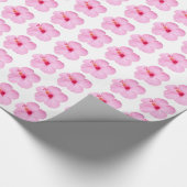 Roze Hibiscus Tropische Bloem Cadeaupapier (Hoek)