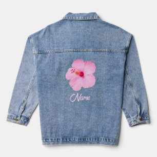 Roze Hibiscus Tropische Bloem Denim Jacket