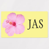 Roze Hibiscus Tropische Bloem Labels (Design 1)