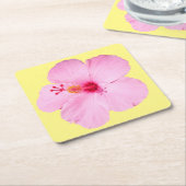 Roze Hibiscus Tropische Bloem Vierkante Kartonnen Onderzetter (Schuin)