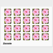 Roze Hibiscus Tropische Bloem Vierkante Sticker (Vel)