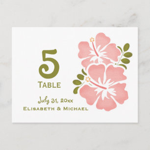 Roze Hibiscus Trouwreceptie Tafelnummer Kaart