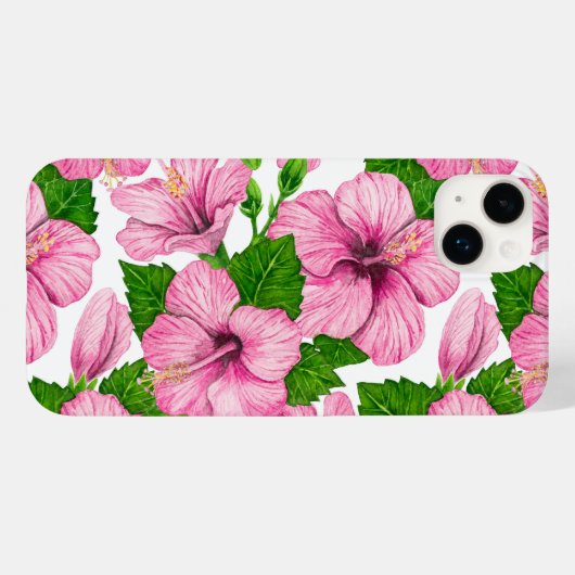 Roze hibiscus waterverf patroon Case-Mate iPhone case (Achterkant (horizontaal))