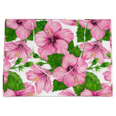 Roze hibiscus waterverf patroon groot cadeauzakje (Voorkant)