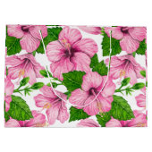 Roze hibiscus waterverf patroon groot cadeauzakje (Achterkant)