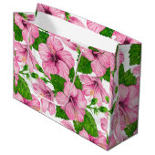 Roze hibiscus waterverf patroon groot cadeauzakje (Voorkant Gekanteld)