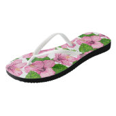 Roze hibiscus waterverf patroon teenslippers (Schuin)