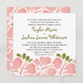 Roze hibiscus Wedding Invitting Kaart (Voorkant / Achterkant)