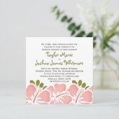 Roze hibiscus Wedding Invitting Kaart (Staand voorkant)