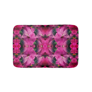 Roze Hibiscusbloem Vermenigvuldigd Abstract Badmat