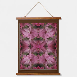 Roze Hibiscusbloem Vermenigvuldigd Abstract Hangend Wandkleed
