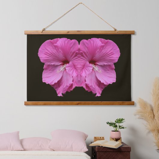 Roze Hibiscusbloemen Abstract Hangend Wandkleed (Slaapkamer)