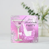 Roze hiel schoten bachelorette partijuitnodiging kaart (Staand voorkant)
