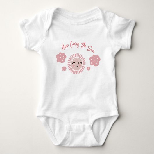 Roze Hier komt de zon meisje Baby Romper (Voorkant)