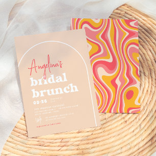 Roze Hippie Boho Modern Arch Brunch Vrijgezellenfe Kaart