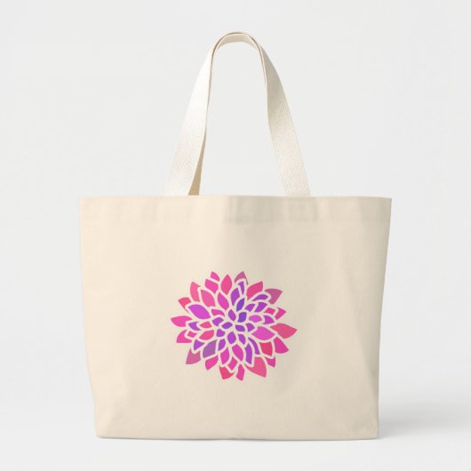 Roze Hippie Flower Retro Modern Grote Tote Bag (Voorkant)