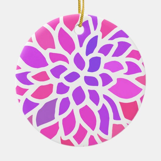 Roze Hippie Flower Retro Modern Keramisch Ornament (Voorkant)