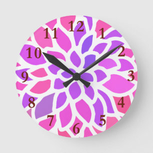 Roze Hippie Flower Retro Modern Ronde Klok