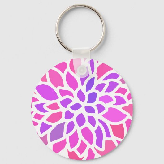 Roze Hippie Flower Retro Modern Sleutelhanger (Voorkant)