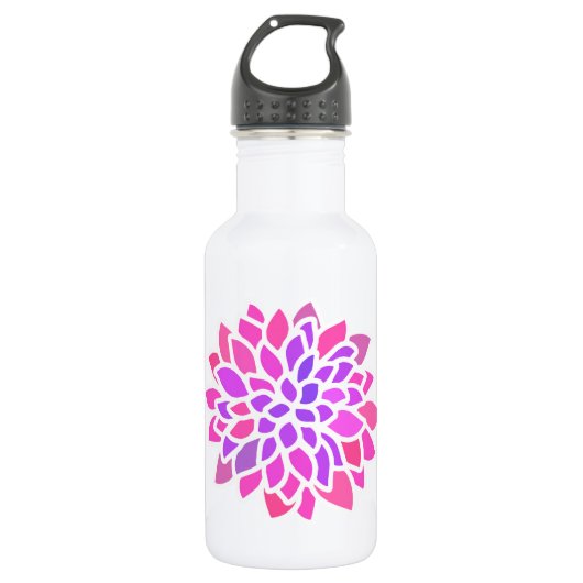 Roze Hippie Flower Retro Modern Waterfles (Voorkant)