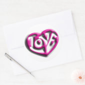 Roze Hippie Love Ronde Sticker (Envelop)