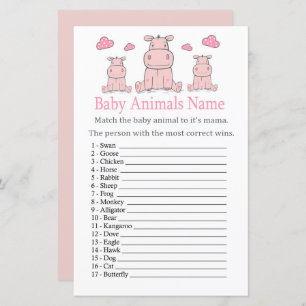 Roze Hippo Baby Animals Name Game