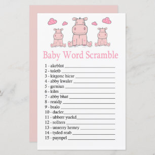 Roze Hippo Baby word scramble game