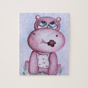 Roze Hippo Puzzle Legpuzzel