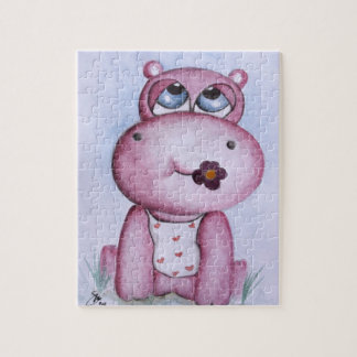 Roze Hippo Puzzle Legpuzzel