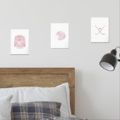 Roze hockey aangepaste naam muur kunst set van 3 (Slaapkamer)