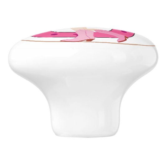 Roze Hoefijzer Cowgirl Keramische Knop (Zijkant)