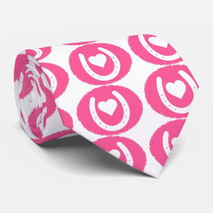 Roze Hoefijzer en hart Stropdas
