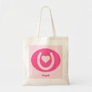 roze Hoefijzer en hart Tote Bag
