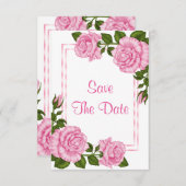 roze hoek Bouquets 100th Save the Date (Voorkant / Achterkant)