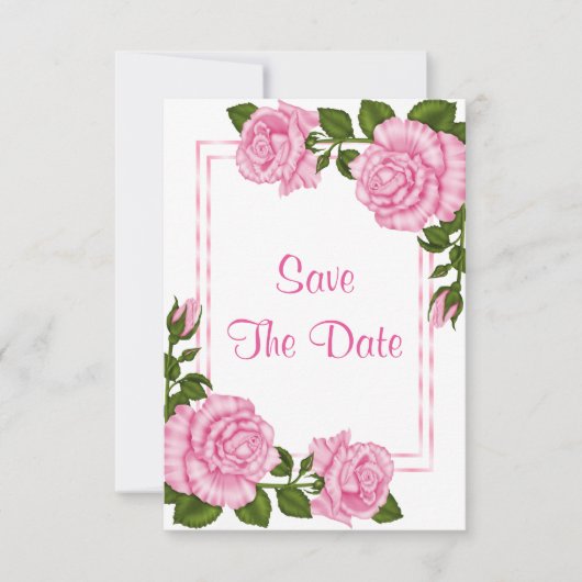  roze hoek Bouquets 60th Save the Date (Voorkant)