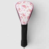 Roze Hoesje Flamingo Driver Golfheadcover (Voorkant)
