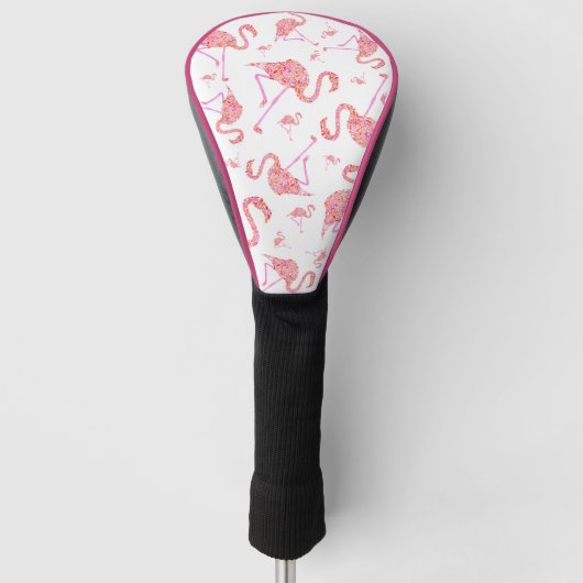 Roze Hoesje Flamingo Driver Golfheadcover (Voorkant)