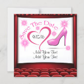 Roze Hoge Hak Bewaar de datummagneet Magnetische Uitnodiging (Voorkant)