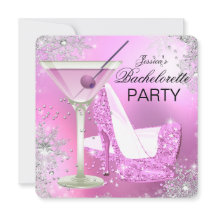 Roze Hoge Hak Schoenen Bachelorette Feest Uitnodig